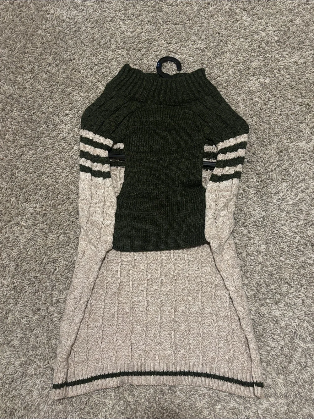 Eddie Bauer Thick Knit Crewneck Dog Sweater Oatmeal Green X-Large